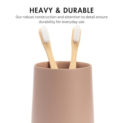 Yew Design Matte Pink Bathroom Toothbrush Holder Cup - Round - color: Round Matte Dusty Pink/Mauve