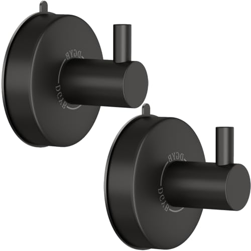 DGYB Suction Cup Hooks for Shower Black Bathroom Hooks Suction Set of 2 Removable Wall Hook for Hanging Towels, Robe, Loofah, Coats - color: BLACK 2