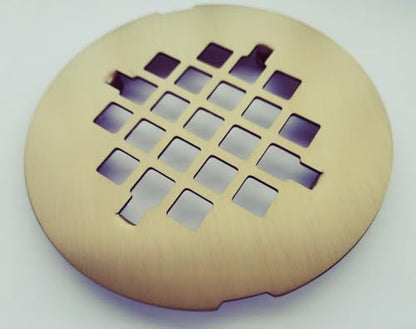 4-1/4 inches Snap-On Round Shower Drain Cover, Stainless Steel (Brushed Gold) - color: Brushed Gold
