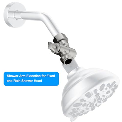 All Metal Adjustable Shower Angle Adapter, 360° Adjustable Swivel Shower Head Elbow Adapter, Shower Head Extension Adapter, Shower Arm Extension for Fixed Rain Showerhead, Brushed Nickel