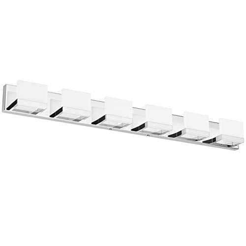 Tipace Modern 6 Lights LED Vanity Light for Bathroom Up and Down Chrome Bathroom Wall Light Fixtures Over Mirror(White Light 6000K) - color: Chrome, size: 6 Lights,44-inch