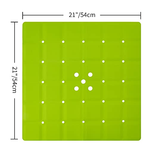 Webos Shower Mat for Textured Surface：Silicone Non Slip Shower Mat Without Suction Cups Foldable - Square Bath Mat for Reglazed Tub Textured Shower Floor (Green, 21x21) - color: Green