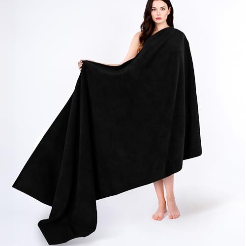Cotton Paradise 100% Cotton Turkish Towel, Soft Absorbent Quick Dry, 40x80 Oversized Bath Sheet Towel, Coal Black - color: Coal Black, size: 40"x80"