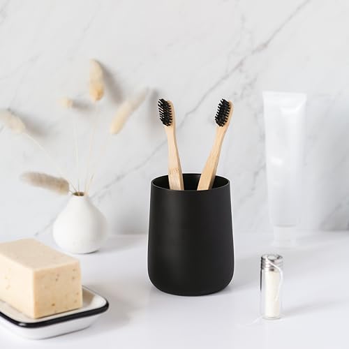 Yew Design Matte Black Bathroom Toothbrush Holder Cup - Round - color: Round Matte Black