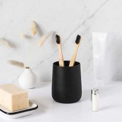 Yew Design Matte Black Bathroom Toothbrush Holder Cup - Round - color: Round Matte Black