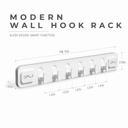 White Long Strip with 6 Hooks Suction Cup Hooks No Drill Damage Free Removable Shower Wall Hooks for Bathrooms Towel Loofah Bath Brush Clothes and Over Door Storage