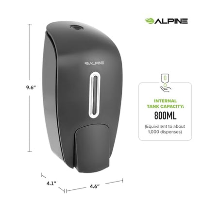 Manual Soap Dispenser Wall Mount - Commercial Soap Dispenser Wall Mounted for Liquid Soap & Hand Sanitizer in Bathroom, Kitchen, Businesses Refillable Large 800 ml Capacity - Grey by Alpine Industries