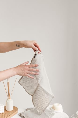 Linen Exfoliating Washcloth for Face - 4-Pack - 100% Flax Linen Washcloths - 12x12-inch Small Exfoliating Towel - Natural Face Towel Wash Cloth - size: 12x12 Inch Washcloths (Pack of 4)