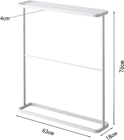 Freestanding Towel Rack with 5 Rails for Small Bathrooms Kitchens and Hotels-White-63x18x76cm - color: White