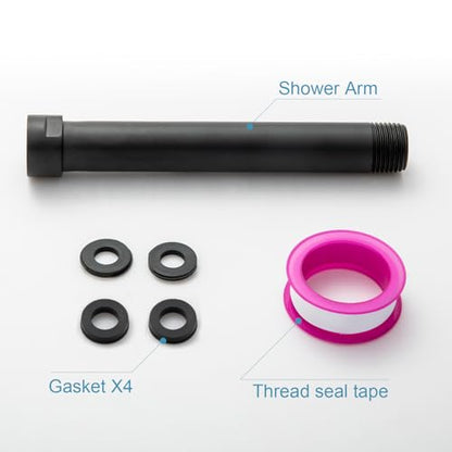 OFFO Shower Head Extension Arm, Shower Arm Extension Shower Head Extender Made of 304 Stainless Steel Shower Pipe Extension, Matte Black 6 in - color: Matte Black, style: 6 in