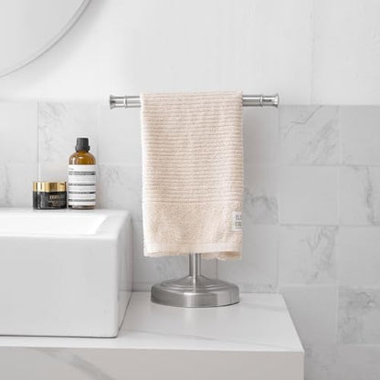 RUMOSE Brushed Nickel Hand Towel Holder Stand Countertop Towel Rack | 13 Inch Bathroom Kitchen Vanity T-Shape Towel Stand Free Standing Stainless Steel Towel Bar Towel Ring - color: Brushed Nickel