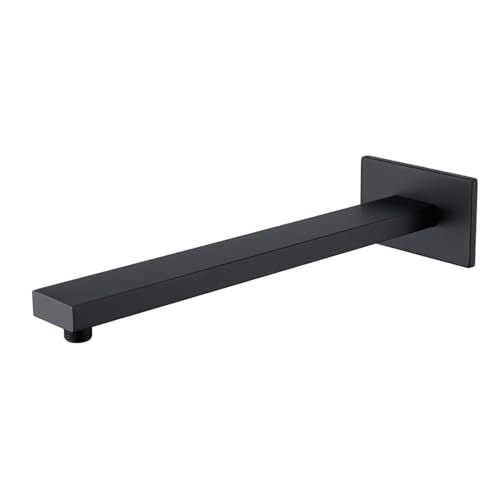 16 Inch Shower Arm With Flange, Wall-Mounted Rain Shower Head Extension Arms,Made of Thicken Stainless Steel for Bathroom Rainfall Shower,Matte Black,SE-91118-16MB - color: Matte Black(91118)