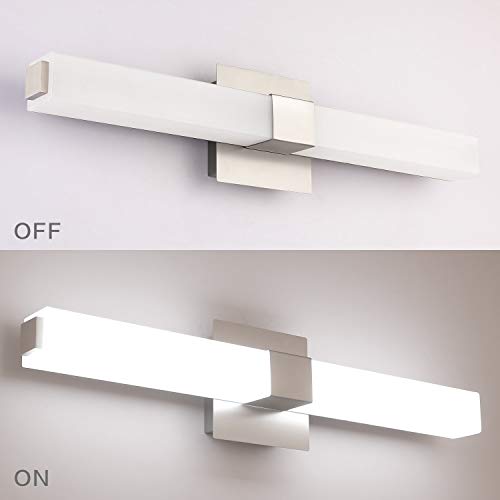 LED Vanity Light 24.2" Frosted White Acrylic Brushed Nickel for Bathroom Vanity Lighting Fixtures Cool White 6000K - color: Brushed Nickel - Dimmable, size: 24 inch
