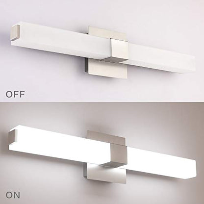 LED Vanity Light 24.2" Frosted White Acrylic Brushed Nickel for Bathroom Vanity Lighting Fixtures Cool White 6000K - color: Brushed Nickel - Dimmable, size: 24 inch