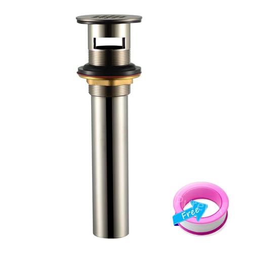 Purelux Grid Drain Strainer Assembly with Overflow for Bathroom Sink, Made of Brass Brushed Nickel - color: Grid_brushed Nickel