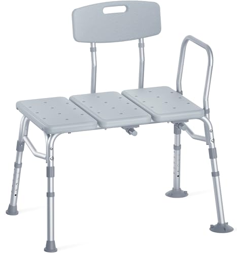 HOMLAND Tub Transfer Bench with Backrest for Bathtub, Height Adjustable | 400 lbs, Slip-Resistant Feet, Sturdy Aluminum Heavy Duty Shower Chair, Safer Bathing Aid Bench for Elderly and Disabled