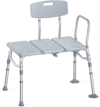 HOMLAND Tub Transfer Bench with Backrest for Bathtub, Height Adjustable | 400 lbs, Slip-Resistant Feet, Sturdy Aluminum Heavy Duty Shower Chair, Safer Bathing Aid Bench for Elderly and Disabled
