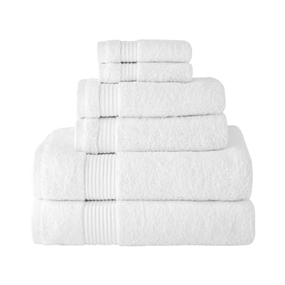 CTT - Luxury 6 Piece Towel Set, 100% Turkish Cotton, Quick Drying, Highly Absorbent & Comfy, Includes 2 Bath Towels, 2 Hand Towels & 2 Washcloths | (White) - color: White, size: 6-Piece Towel Set