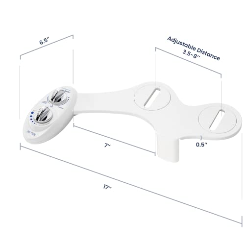 LUXE Bidet NEO 185 - Bidet Attachment for Toilet Seat, White | Non-Electric, Dual Nozzle, Self-Cleaning, Adjustable Water Pressure, Rear & Feminine Wash - color: White