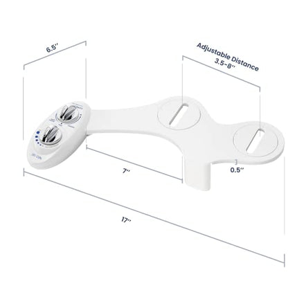 LUXE Bidet NEO 185 - Bidet Attachment for Toilet Seat, White | Non-Electric, Dual Nozzle, Self-Cleaning, Adjustable Water Pressure, Rear & Feminine Wash - color: White