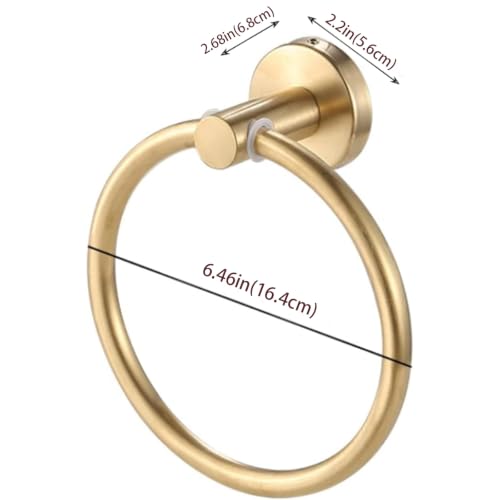2 Piece Brushed Gold Bathroom Set, Wall Mount Toilet Paper Holder | Towel Ring, Durable Stainless Steel with Brass Finish, Rustproof Bathroom Hardware for Modern Bathrooms