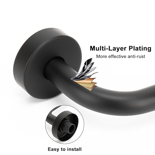NearMoon S Shaped Shower Head Riser Arm, Shower Extender Arm with Flange, Standard 1/2" Connection- Bathroom Accessory (8 Inch, Matte Black) - color: Matte Black, style: 8 Inch