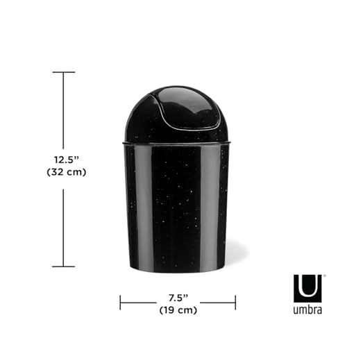 Umbra 1.25 Gallon Mini Waste Can with Removable Swing-Top Lid - Small Garbage Bin for Kitchen, Bathroom, Bedroom, Office - Compact Trash Can Fit Under Tables & Counters - Galaxy Black - color: Galaxy