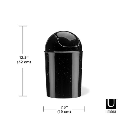 Umbra 1.25 Gallon Mini Waste Can with Removable Swing-Top Lid - Small Garbage Bin for Kitchen, Bathroom, Bedroom, Office - Compact Trash Can Fit Under Tables & Counters - Galaxy Black - color: Galaxy