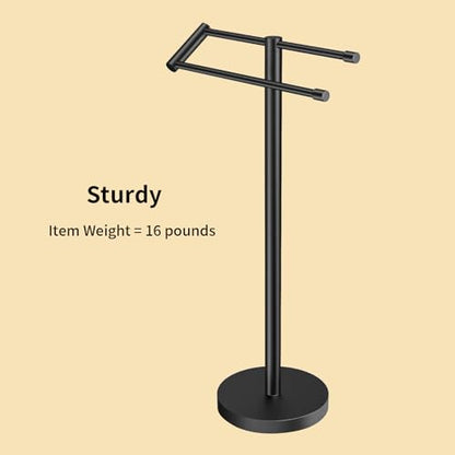 Standing Towel Rack T Shape Tall Bath Towel Holder, Modern Towel Drying Holder Stand Floor Towel Rack Stand with Heavy Base, Upgrade Steady Design for Bathroom, Swimming Pool, Matte Black - size: 20.7inch-2 Bars