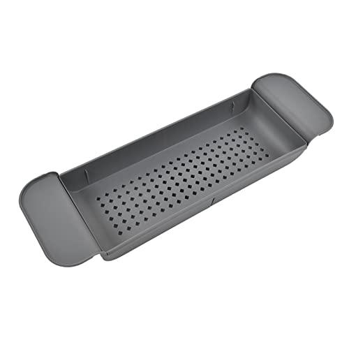 Telescopic Bathtub Holder, Eco-Friendly Bath Shelf, Caddy Tray for Book Lovers, for Bathroom Entertainment (Grey) - color: Gray
