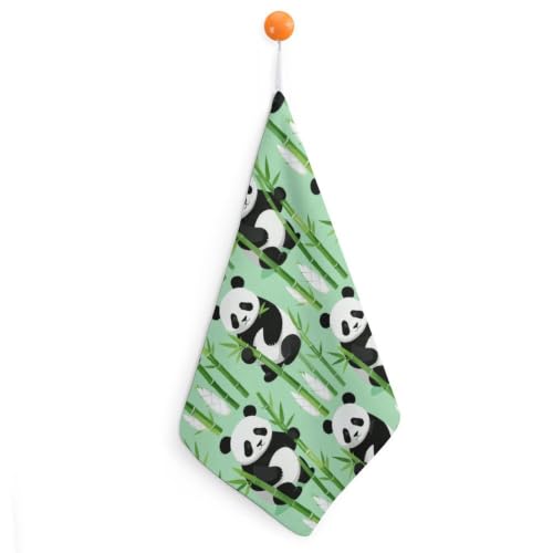 Panda Bamboo, Quick Dry Hand Towel with Hanging Loop for Gym | Absorbent Microfiber Bathroom Towel, Fast Drying Kitchen Towel, Soft Wash Cloth for Pool Bath Shower Fitness Travel, 12 Inch - size: 1PCS