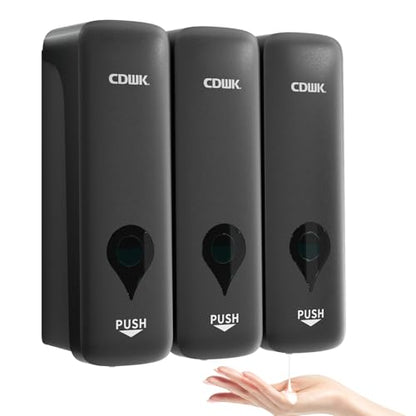 Shampoo and Conditioner Dispenser, 3 Chamber 3x300ml, Wall Mount, No Drill | Refillable Body Wash and Shower Soap Dispenser Set for Bathroom Hotel Kitchen Home - color: Starry Gray 3-pack