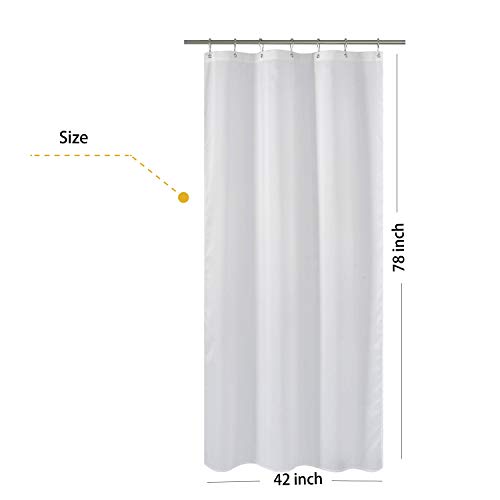 N&Y HOME Fabric Shower Curtain Liner Long Stall Size 42 x 78 inches, White | Hotel Quality, Bottom Magnets, Machine Washable, Water Repellent, 42x78 Bathroom Curtain with Grommets - color: White, size: 42"W x 78"L (Pack of 1)
