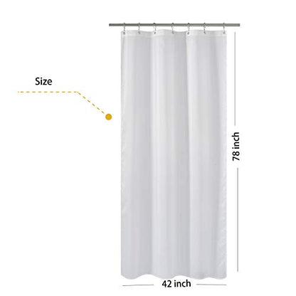 N&Y HOME Fabric Shower Curtain Liner Long Stall Size 42 x 78 inches, White | Hotel Quality, Bottom Magnets, Machine Washable, Water Repellent, 42x78 Bathroom Curtain with Grommets - color: White, size: 42"W x 78"L (Pack of 1)