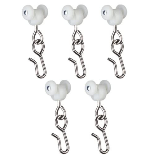 Curtain Hooks - Dual Wheel Roller Carriers for Ceiling Mounted Curtain Track with Stainless Steel Hooks for Curtains, Drapes, and Room Dividers - Pack of 250 - size: Curtain Hooks - 250