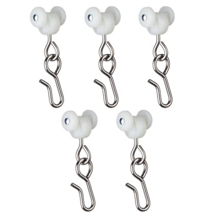 Curtain Hooks - Dual Wheel Roller Carriers for Ceiling Mounted Curtain Track with Stainless Steel Hooks for Curtains, Drapes, and Room Dividers - Pack of 15 - size: Curtain Hooks - 15
