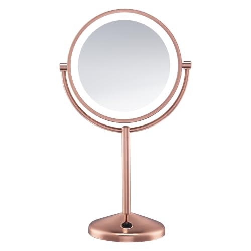 Conair Lighted Makeup Mirror, LED Vanity Mirror, 1X/10X Magnifying Mirror, Double Sided, Battery Operated in Rose Gold - style: Rose Gold 1X/10X Magnification