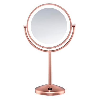 Conair Lighted Makeup Mirror, LED Vanity Mirror, 1X/10X Magnifying Mirror, Double Sided, Battery Operated in Rose Gold - style: Rose Gold 1X/10X Magnification