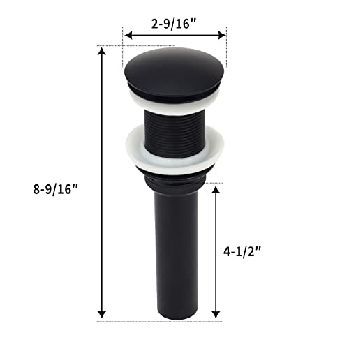 Matte Black Push Button Bathroom Sink Drain Stop & Pop Lavatory Stopper Without Overflow Bathroom Basin - color: Matte Black, style: Without Overflow
