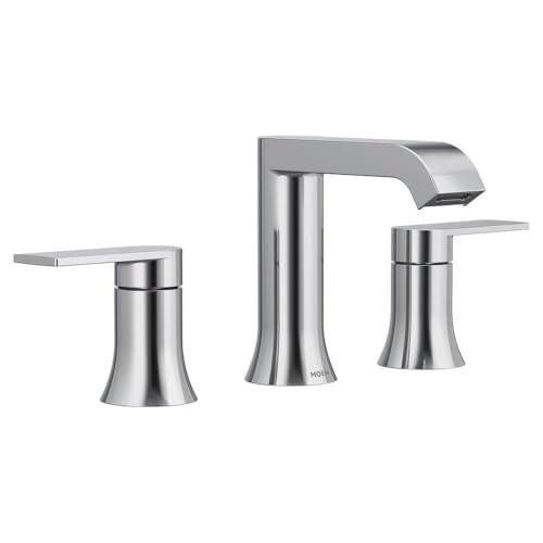 Moen Genta LX Two-Handle High Arc Widespread Bathroom Sink Faucet, for 3-Hole Setups, Valve Included, Chrome, TV6708 - color: Chrome