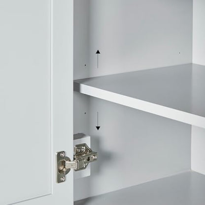 ARIEL Hepburn Bathroom Storage Cabinet - Solid Hevea Wood and Fully Assembled for Long-Lasting Durability and Sophisticated Finish, Freestanding Linen Bathroom Cabinet - 65”H x 20”W x 16”D, Grey - color: Grey, style: Hepburn