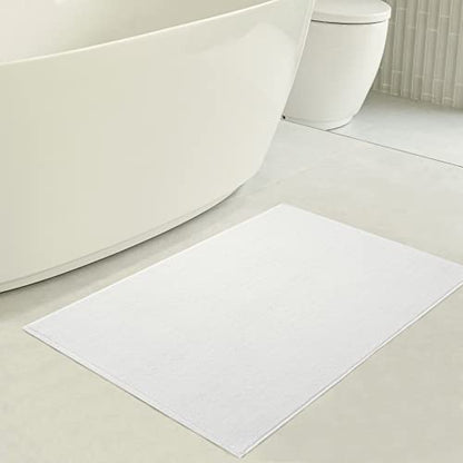 American Soft Linen Bath Rug, 20 in 34 in 100% Cotton Bath Mats Rugs for Bathroom, Slip Reducer Washable Shaggy Form Area Rugs, White Bath Rug - color: Bright White, style: 20x34" Cotton Bath Mat