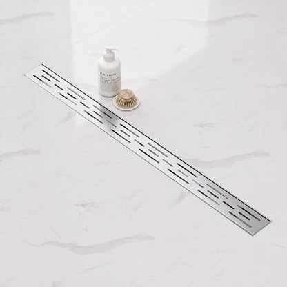 Neodrain 32-Inch Brushed Linear Shower Drain with Brick Pattern Grate | 304 Stainless Steel,Durable Bathroom Floor Drain,Rectangle Linear Drain with Hair Strainer & Adjustable Feet,CUPC certified - color: Stainless, size: 32 In