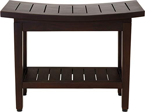 Patented 24" Maluku Mocha Teak Shower Bench with Shelf - A. Bench - size: A. Bench