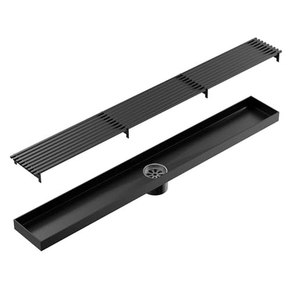 24 Inch Linear Shower Drain, Matte Black Rectangular Floor Drain with Removable Grate, SUS304 Stainless Steel, High Flow Capacity and cUPC Certified - color: Matte Black, size: 24