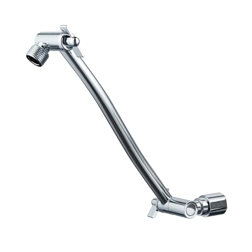 Joyrain Shower Arm Extension with Flange Base, 304 Stainless Steel Extension Pipe, Adjustable Flexible Shower Arm (Chrome, 11-Inch Adjustable Shower Head Extension Arm) - color: Adjustable Shower Head Extension Arm ( 11-Inch ), size: Chrome