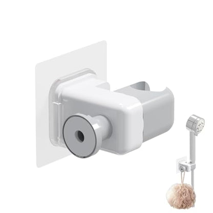 Adhesive Shower Head Holder for Bathroom, White | 180° Adjustable for Custom Angle, No-Drill Wall Mount, Fits Handheld & Standard Wands, for RV & Apartment