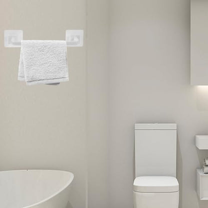 Amosfun 15.74 Inch Adhesive Bathroom Towel Rack No Drill Wall Mounted Towel Bar Holder with Suction Cups for Kitchen and Balcony Storage - color: White
