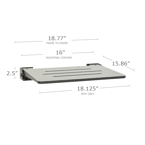 Seachrome 18 inch Silhouette Slimline Folding Wall Mount Shower Bench Seat, Gray Weathered Ash Seat with Matte Black Frame - color: Weathered Ash With Matte Black Frame