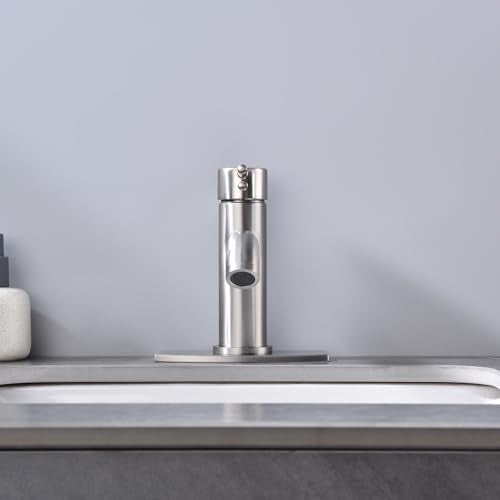 Single Handle Bathroom Faucet with Metal Drain Assembly and Escutcheon, Brushed Nickel - color: Brushed Nickel